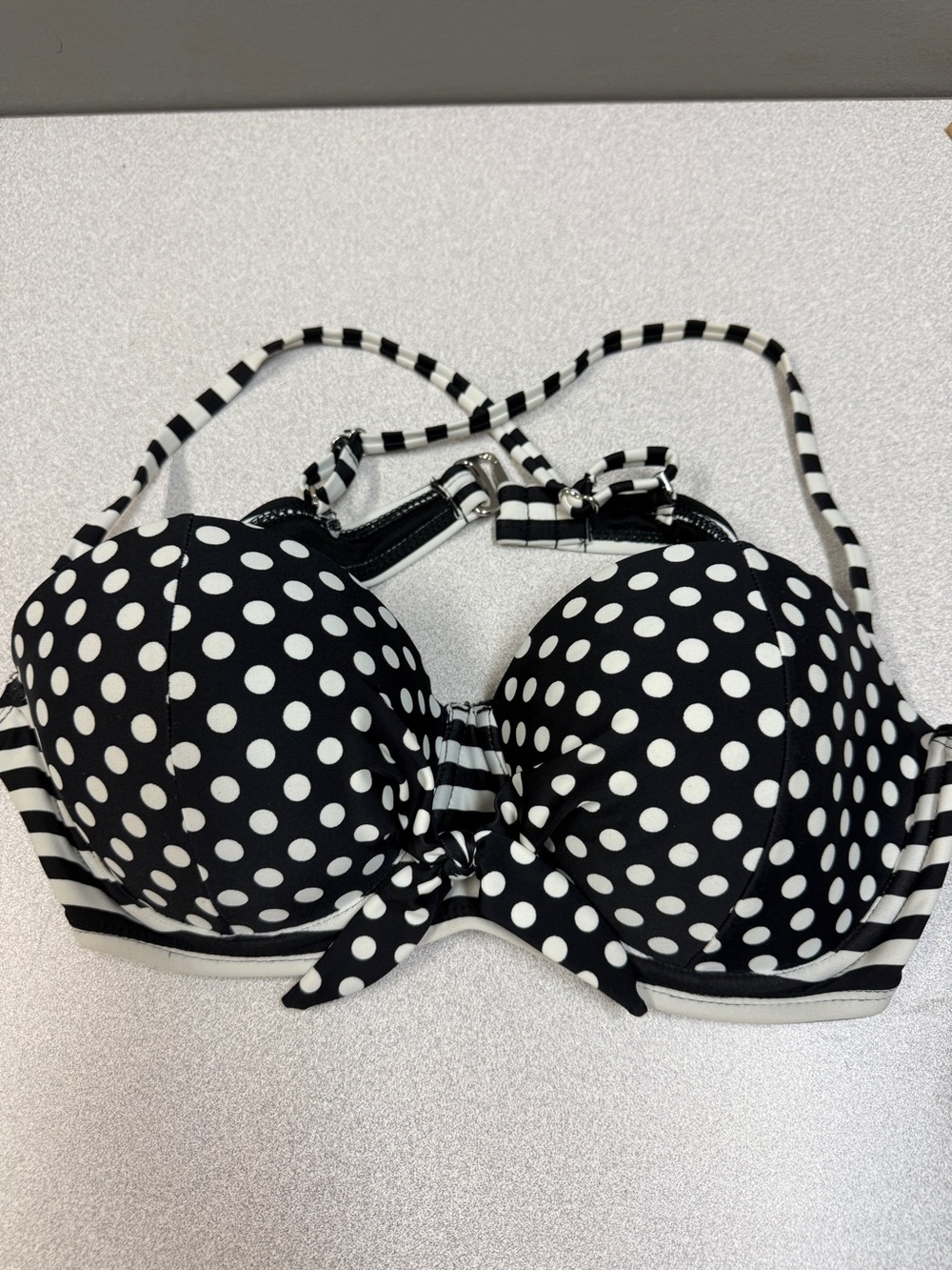 Black & White Polka Dot Women’s Bikini Top